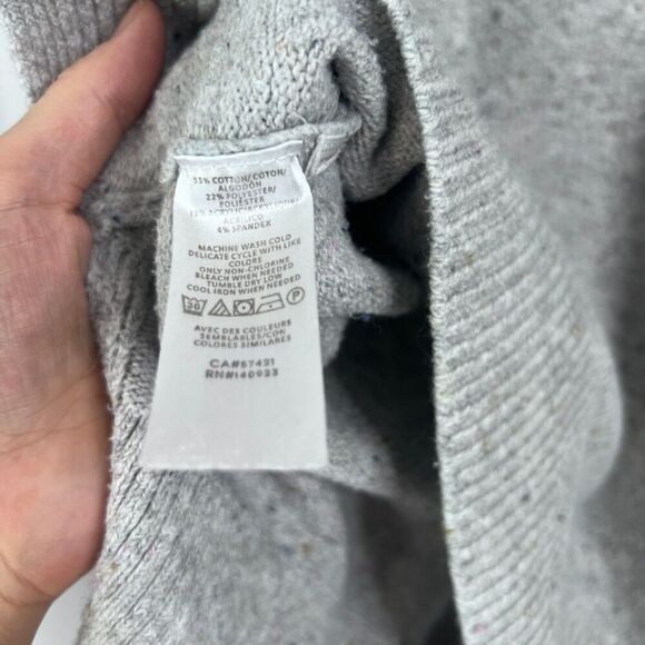 Ann Taylor LOFT Light Flecked Gray Mock Neck Ribbed Trim Sweater Size XS - Picture 7 of 8